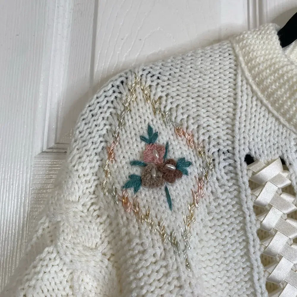 Vintage Mizaro Sara Cardigan Cottagecore Grannycore Doll Feminine Floral Sweater